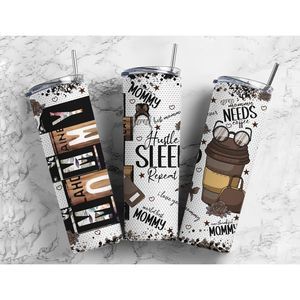 Mommy 20 Oz Skinny Metal Tumbler w/Lid and Straw